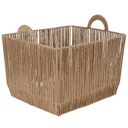 Simplify Vertical Weave Small Storage Basket with Round Handles 30125